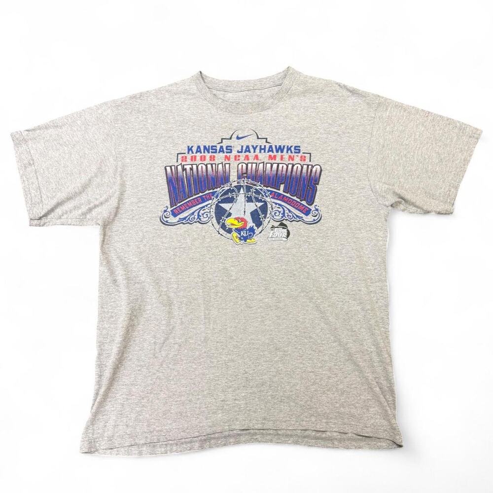 VINTAGE Y2K NIKE Kansas Jayhawks 2008 National Champions T-Shirt